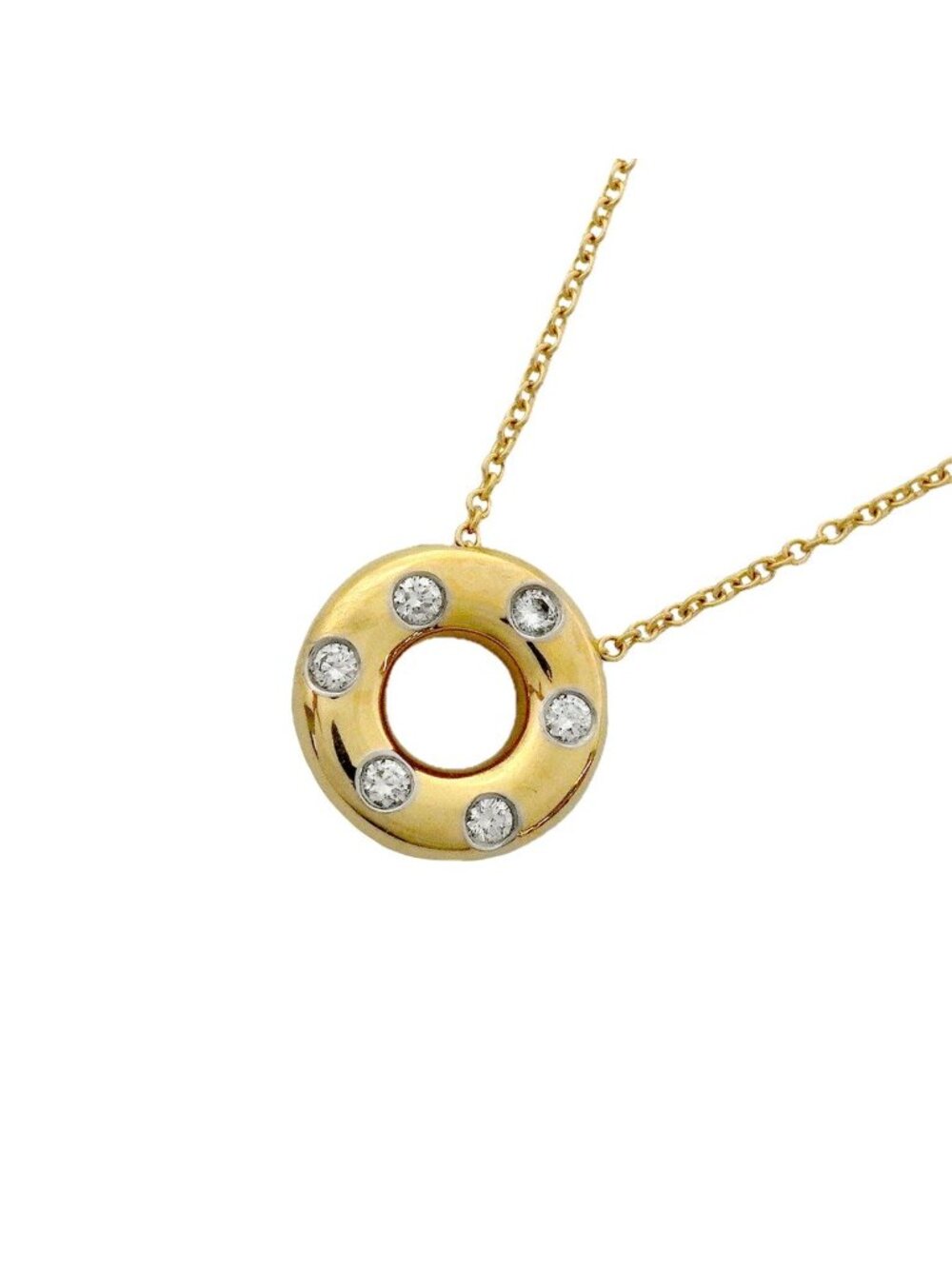 Tiffany & Co Necklace Dots Circle 18k Yellow Gold Platinum Diamond